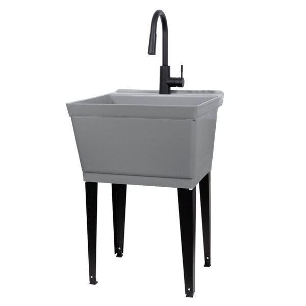 Tehila Tehila 22.875 in. W X 23.5 in. D Freestanding Plastic Laundry Tub 040US6508GRYBLK - main